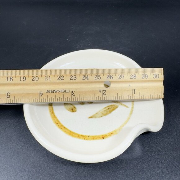 Vintage Hand Made Stoneware Pottery Spoon Rest Dish Holder Artist Signed Dish - Picture 3 of 11